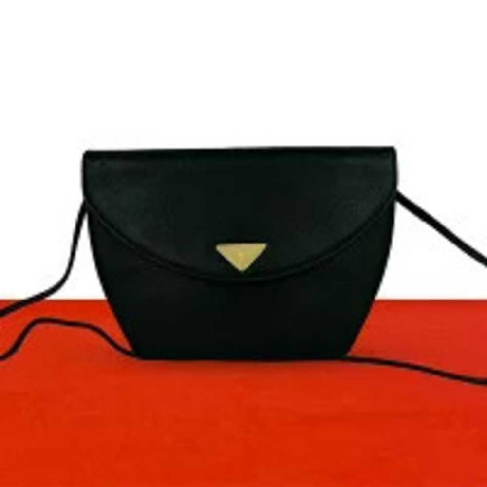 Saint Laurent Yves Leather Shoulder Bag Sacoche Black
